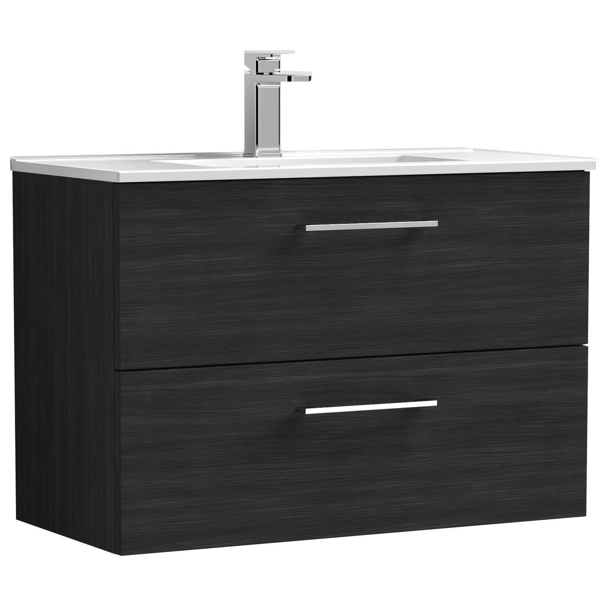 800mm WH 2-Drawer Vanity & Basin 2 - Charcoal Black