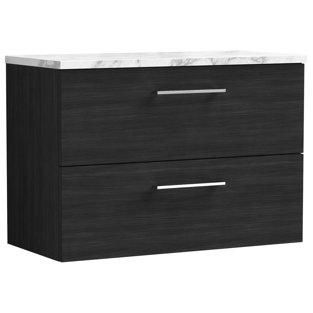 800mm Wh 2-Drawer Vanity & Laminate Top - Black Woodgrain