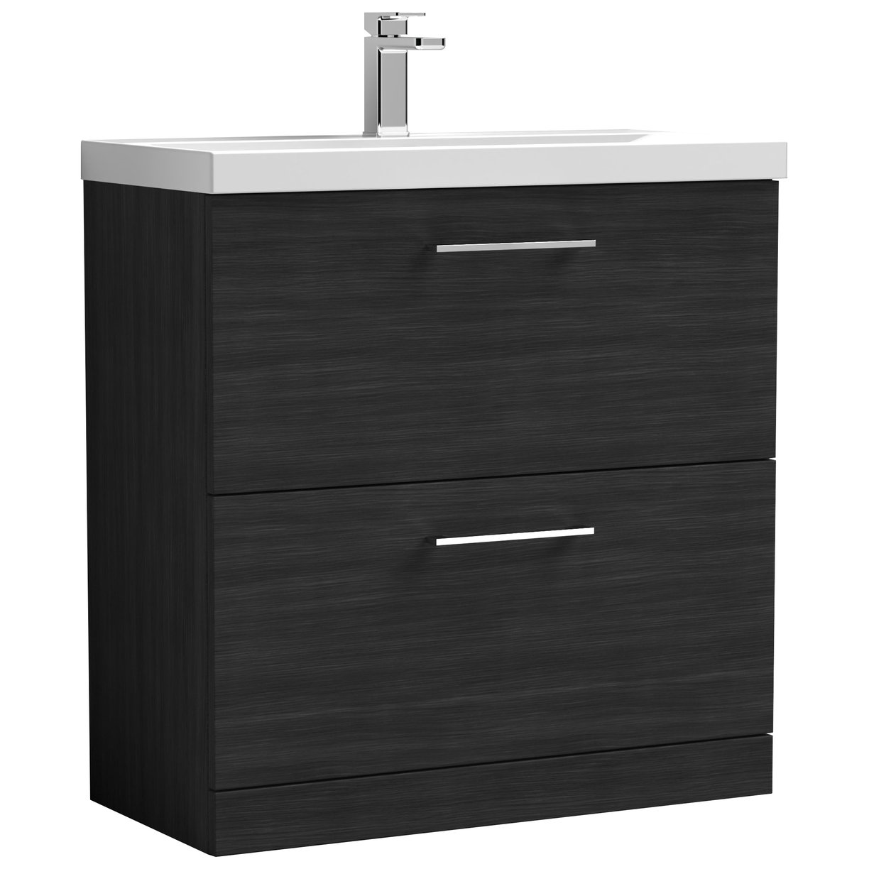 800mm FS 2-Drawer Vanity & Basin 1 - Charcoal Black