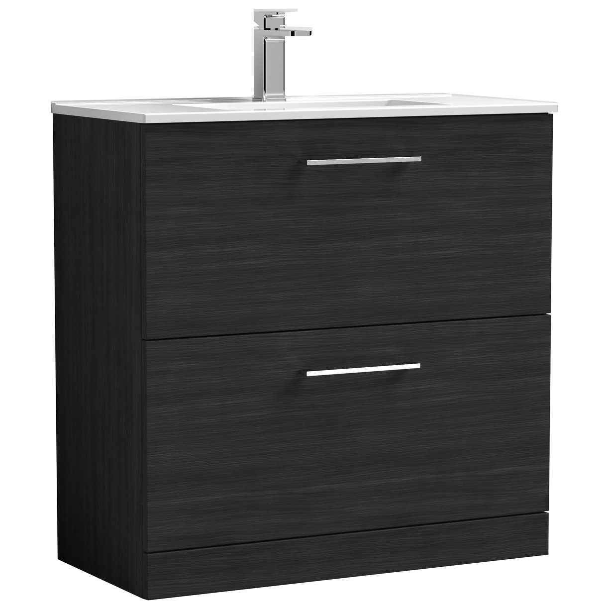 800mm FS 2-Drawer Vanity & Basin 2 - Charcoal Black