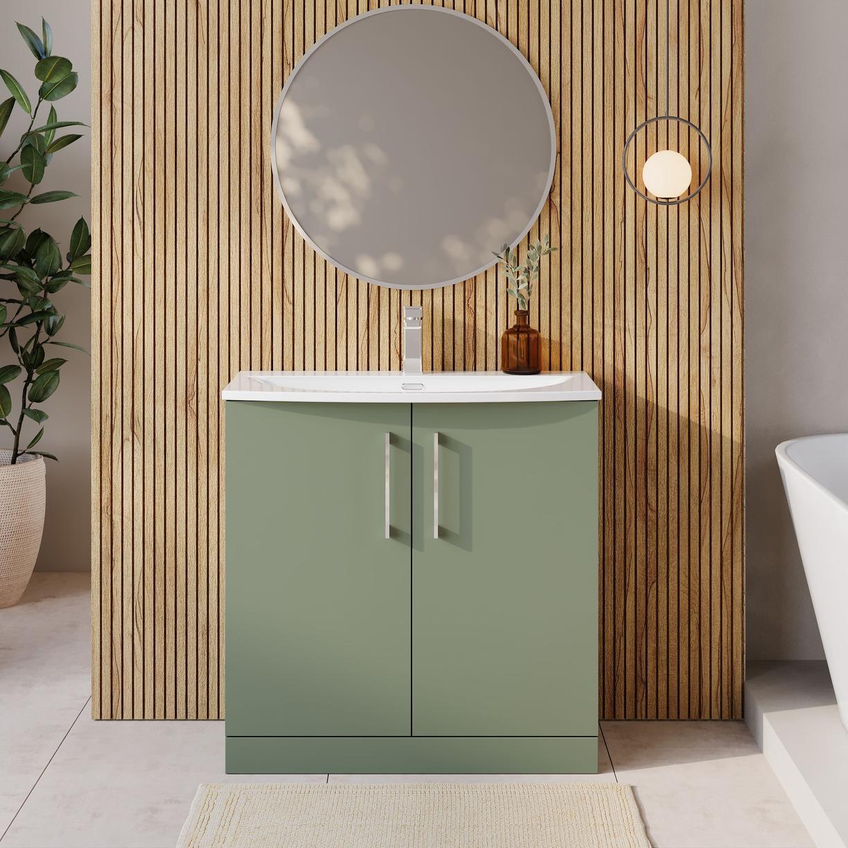 800mm FS 2-Door Vanity & Basin 4 - Satin Green
