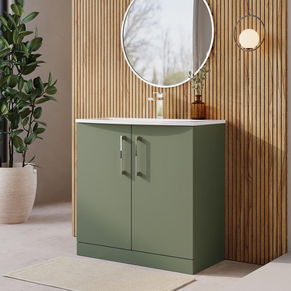 800mm FS 2-Door Vanity & Basin 4 - Satin Green