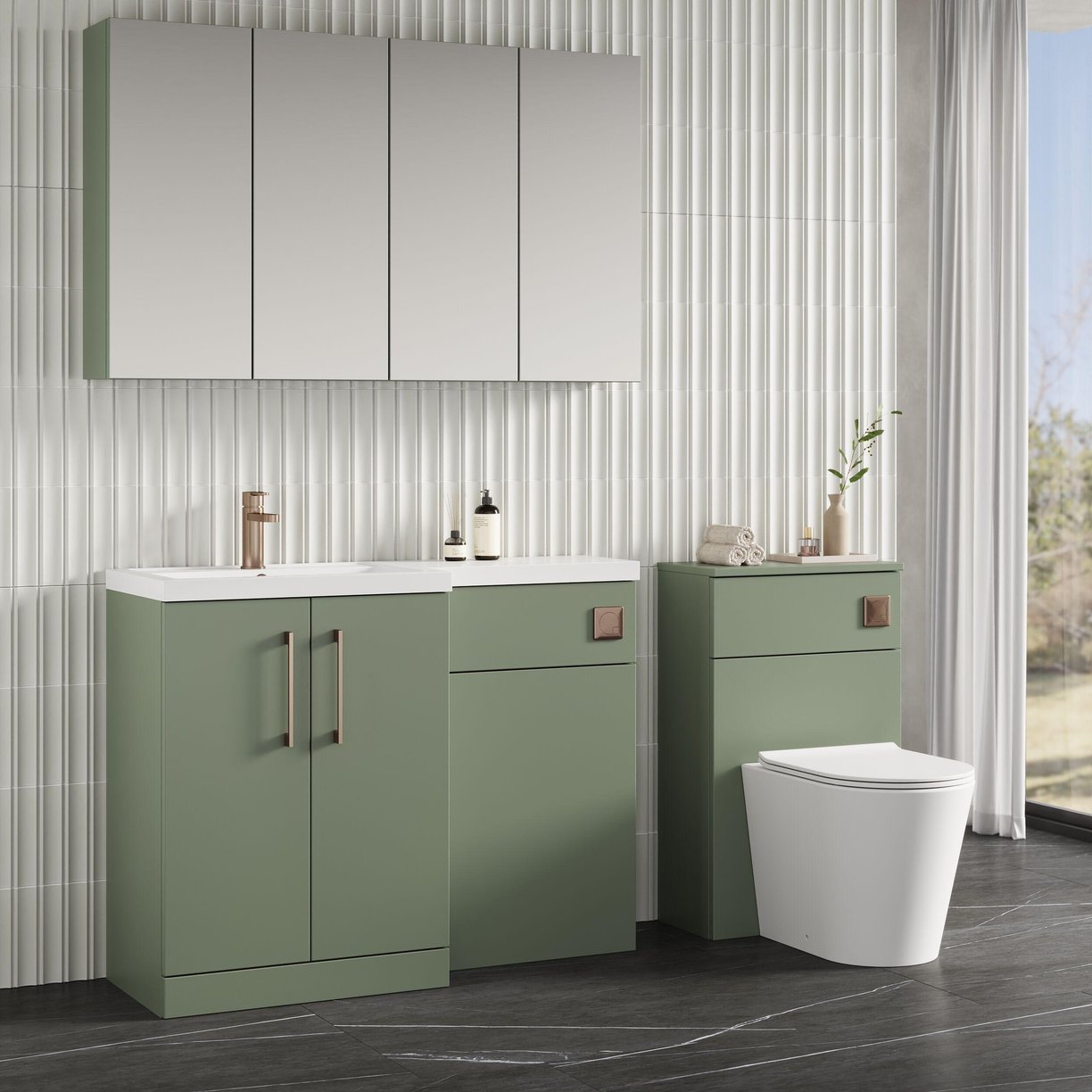 1100 390mm Combination Unit LH - Satin Green