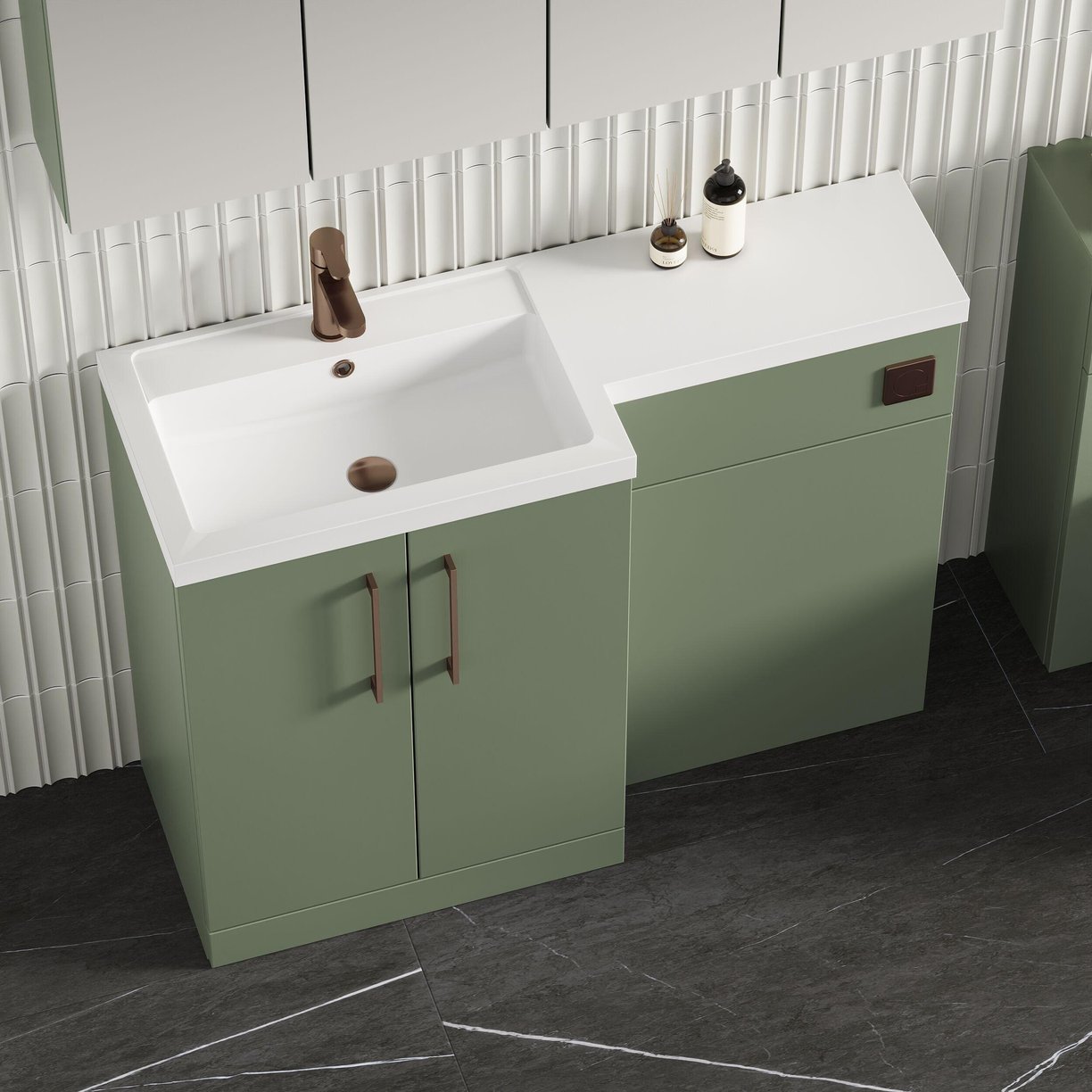 1100 390mm Combination Unit LH - Satin Green