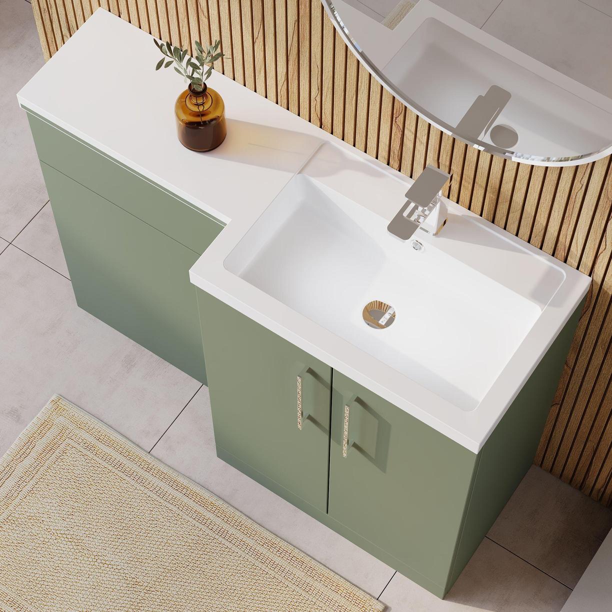 1100 390mm Combination Unit RH - Satin Green