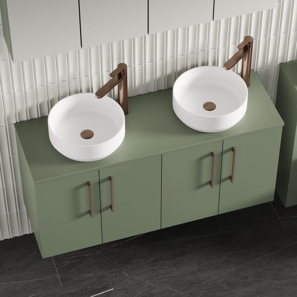 1200mm WH 4-Door Vanity & Worktop - Satin Green