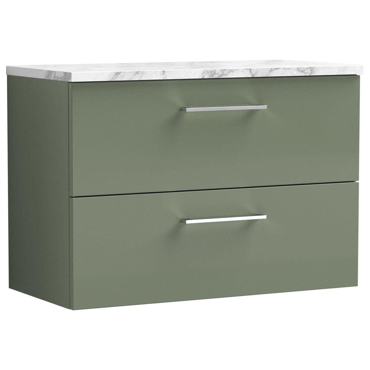 800mm Wh 2-Drawer Vanity & Laminate Top - Satin Green