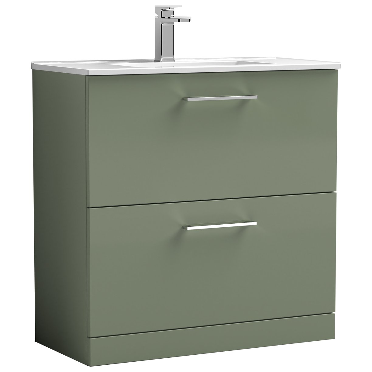 800mm FS 2-Drawer Vanity & Basin 2 - Satin Green
