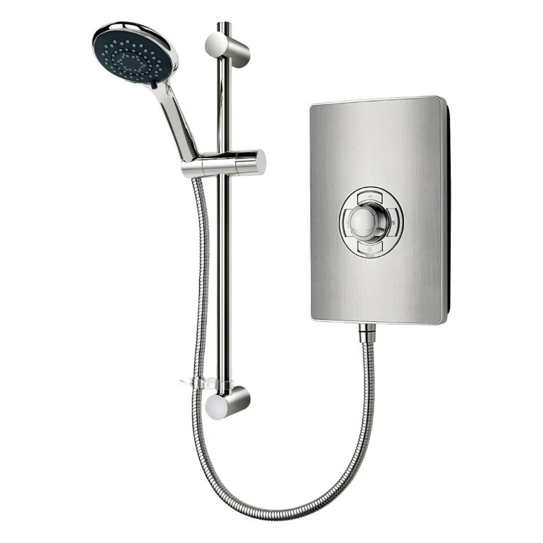 MOQ Aspirante Electric Shower - Brushed Steel 9.5kw