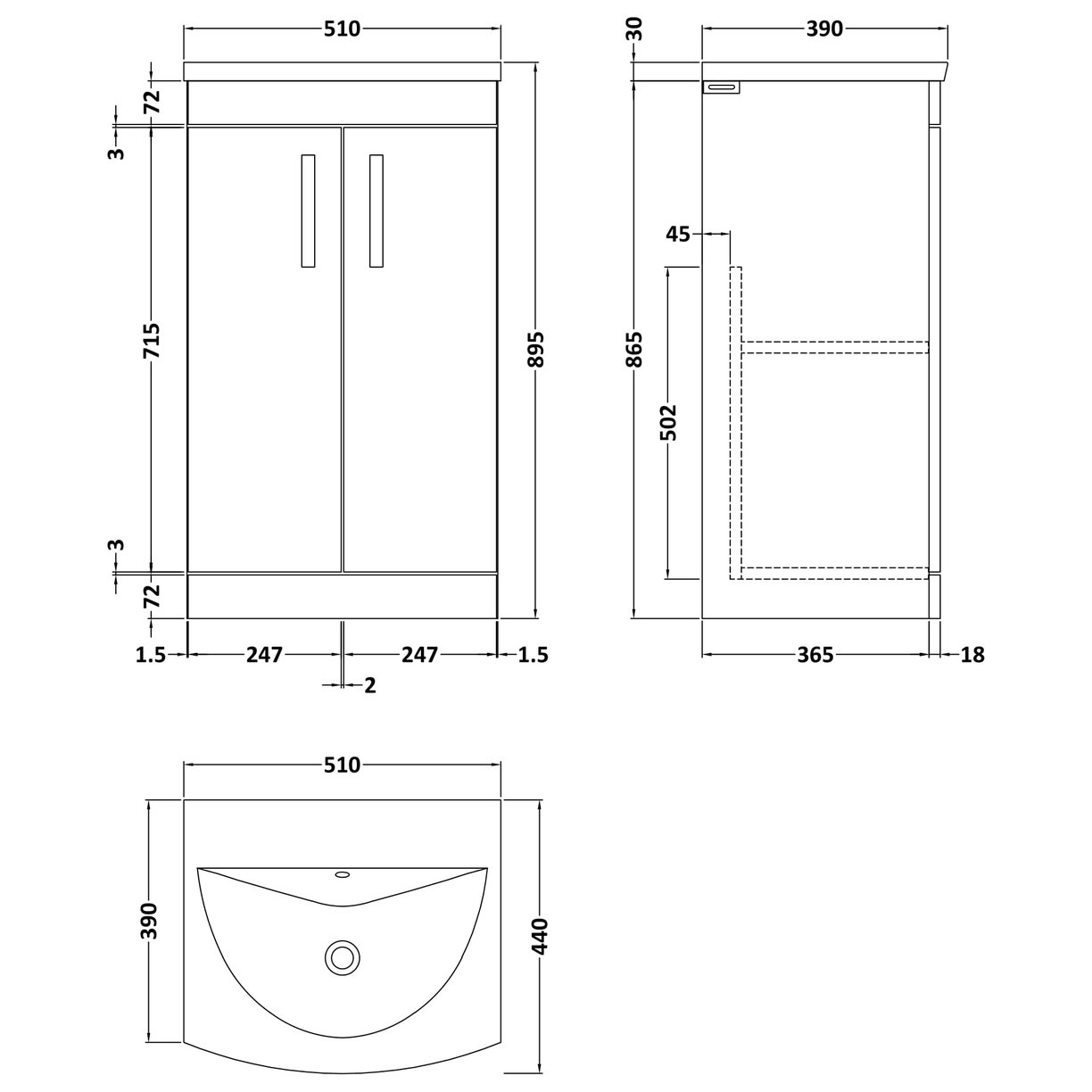 500 FS 2-Door Vanity & Basin 4