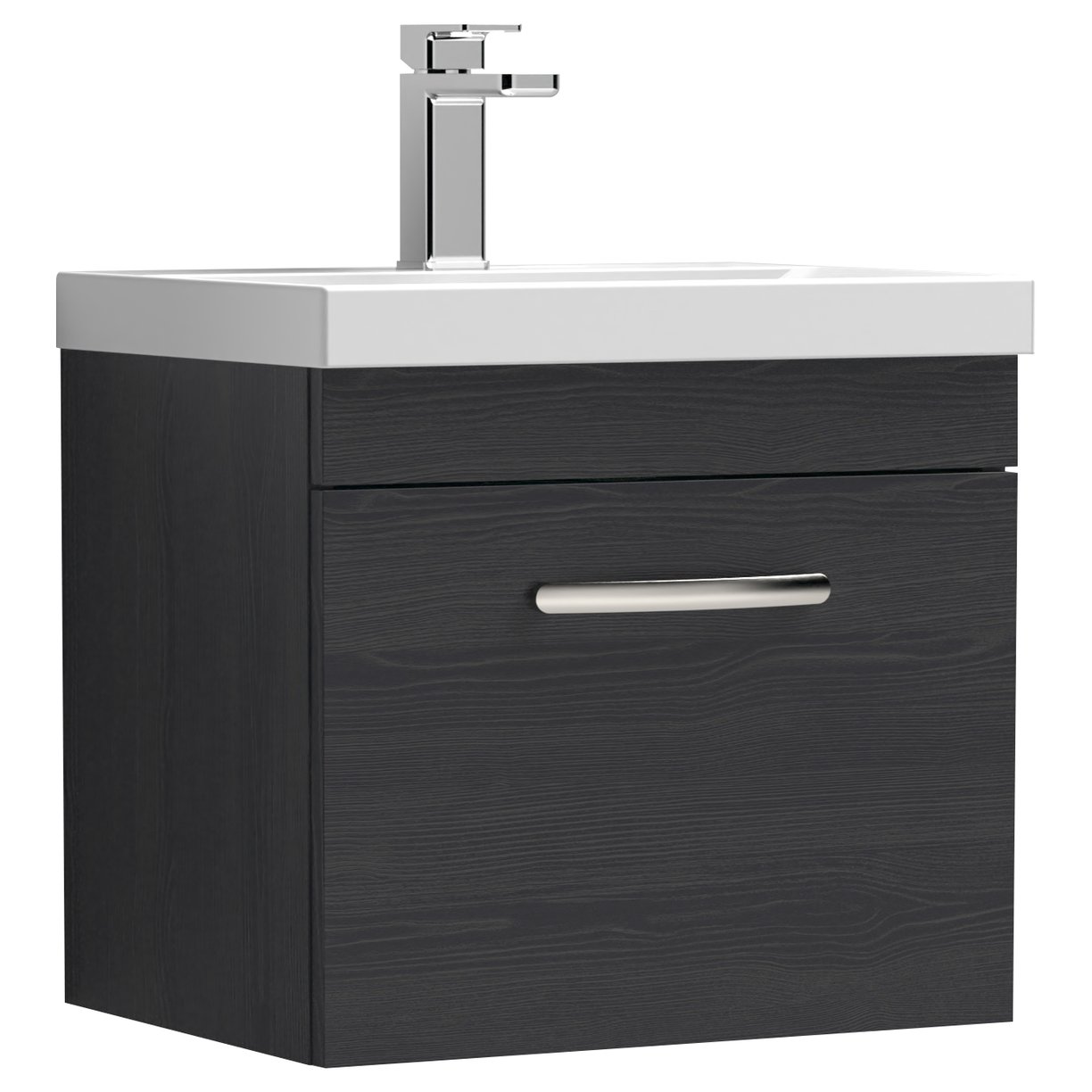 500mm WH Single Drawer Vanity & Basin 1 - Charcoal Black