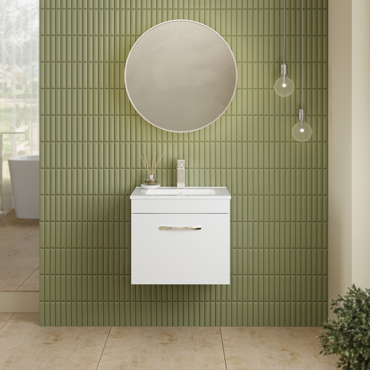 500mm WH Single Drawer Vanity & Basin 2 - Gloss White