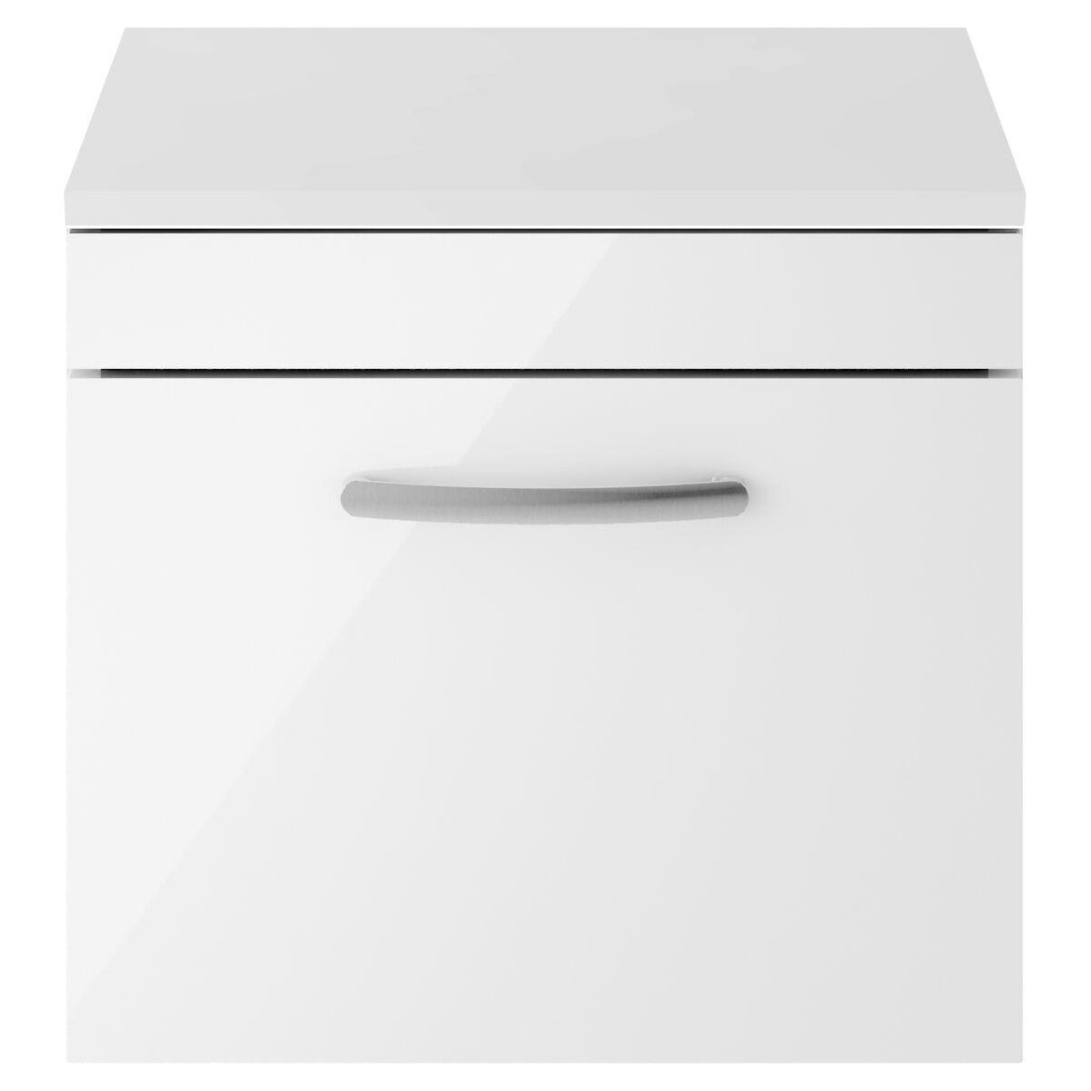 500mm WH Single Drawer Vanity & Worktop - Gloss White