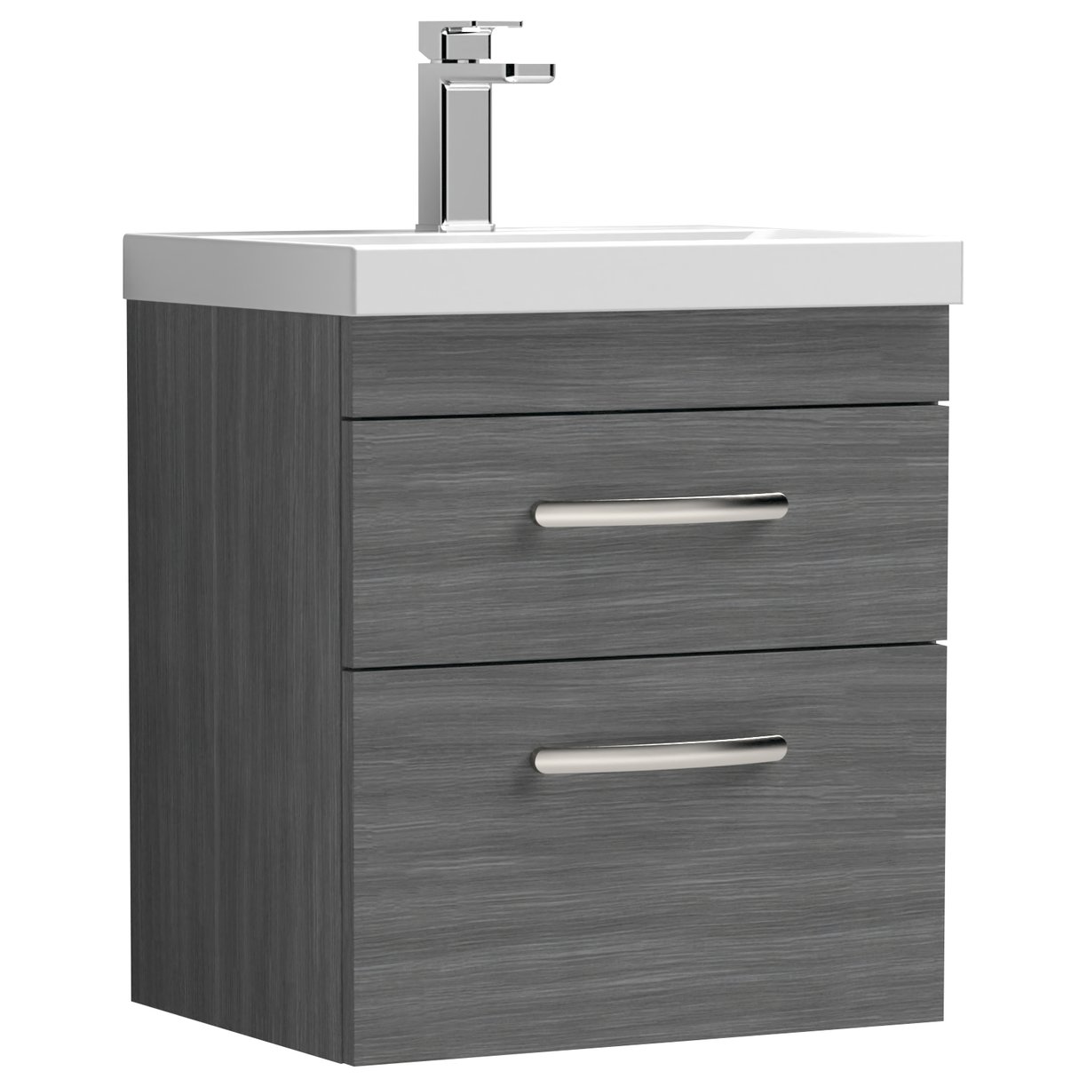 500mm WH 2-Drawer Vanity & Basin 3 - Anthracite Woodgrain