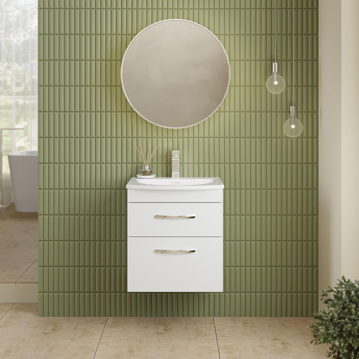 500mm WH 2-Drawer Vanity & Basin 4 - Gloss White