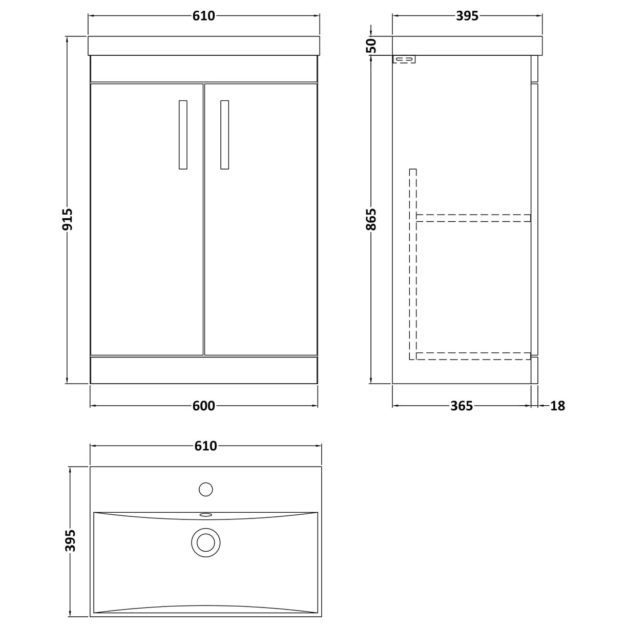 600 FS 2-Door Vanity & Basin 3