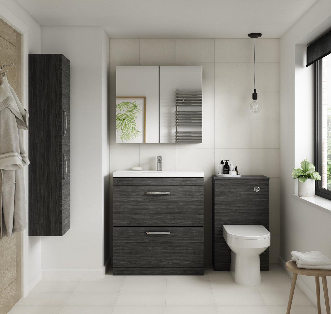 600mm FS 2-Door Vanity & Basin 1 - Charcoal Black