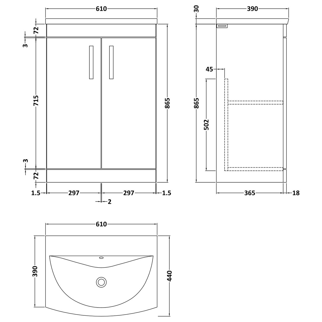 600 FS 2-Door Vanity & Basin 4