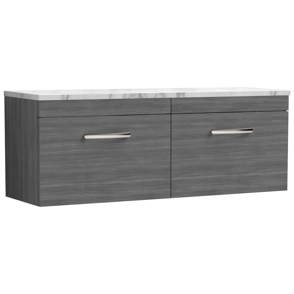 1200mm W/H 2-Drawer Unit & Lam Worktop - Grey Woodgrain