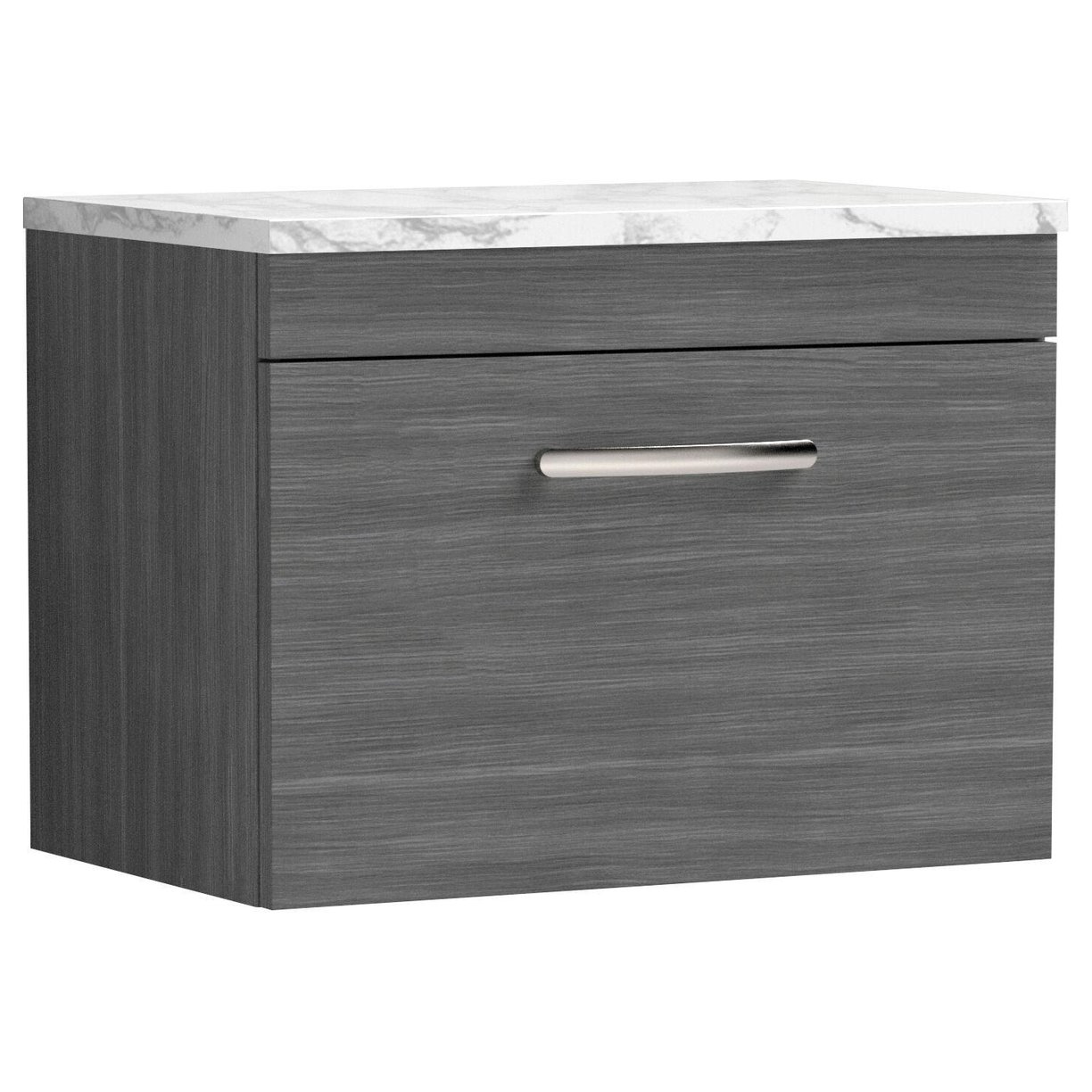 600mm W/H Single Drawer Unit & Lam Worktop - Grey Woodgrain