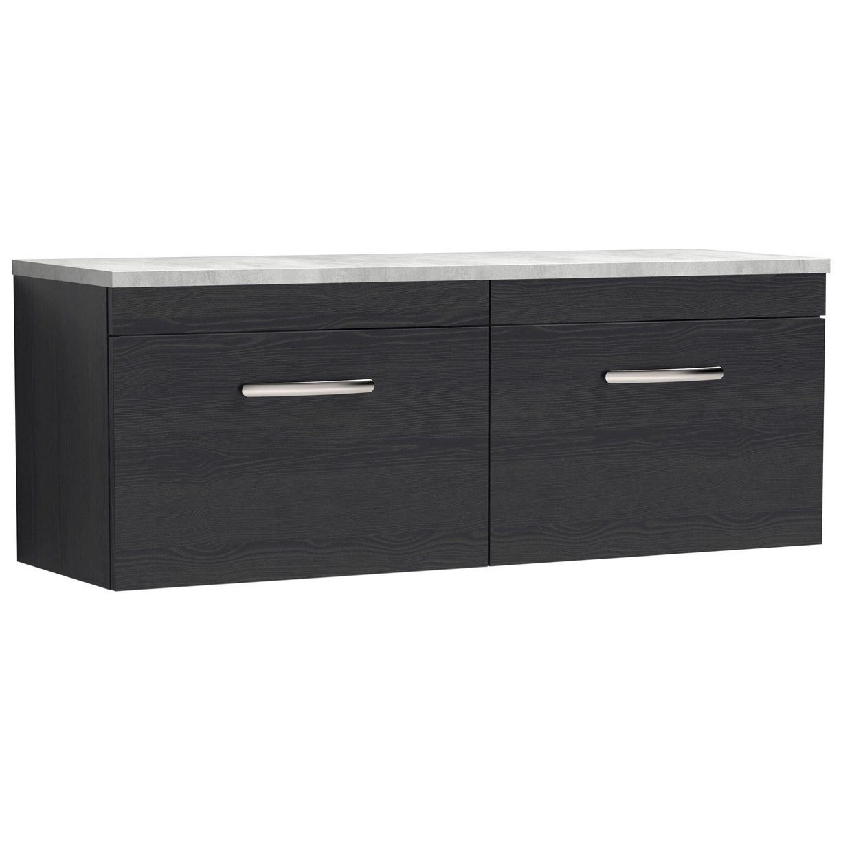 1200mm W/H 2-Drawer Unit & Lam Worktop - Black Woodgrain
