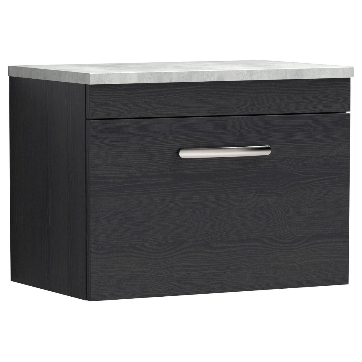 600mm WH Single Drawer Vanity & Worktop - Charcoal Black