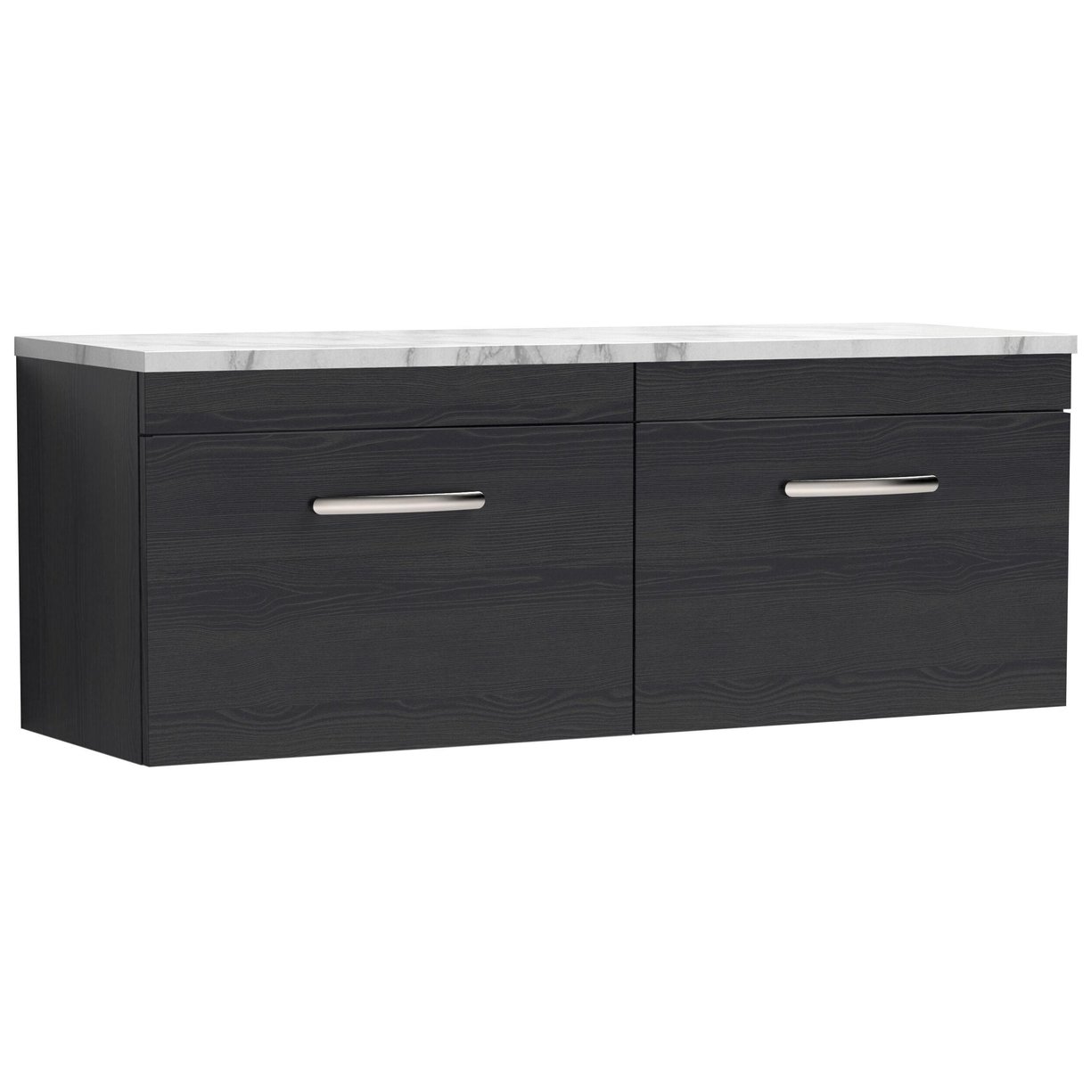 1200mm W/H 2-Drawer Unit & Lam Worktop - Black Woodgrain