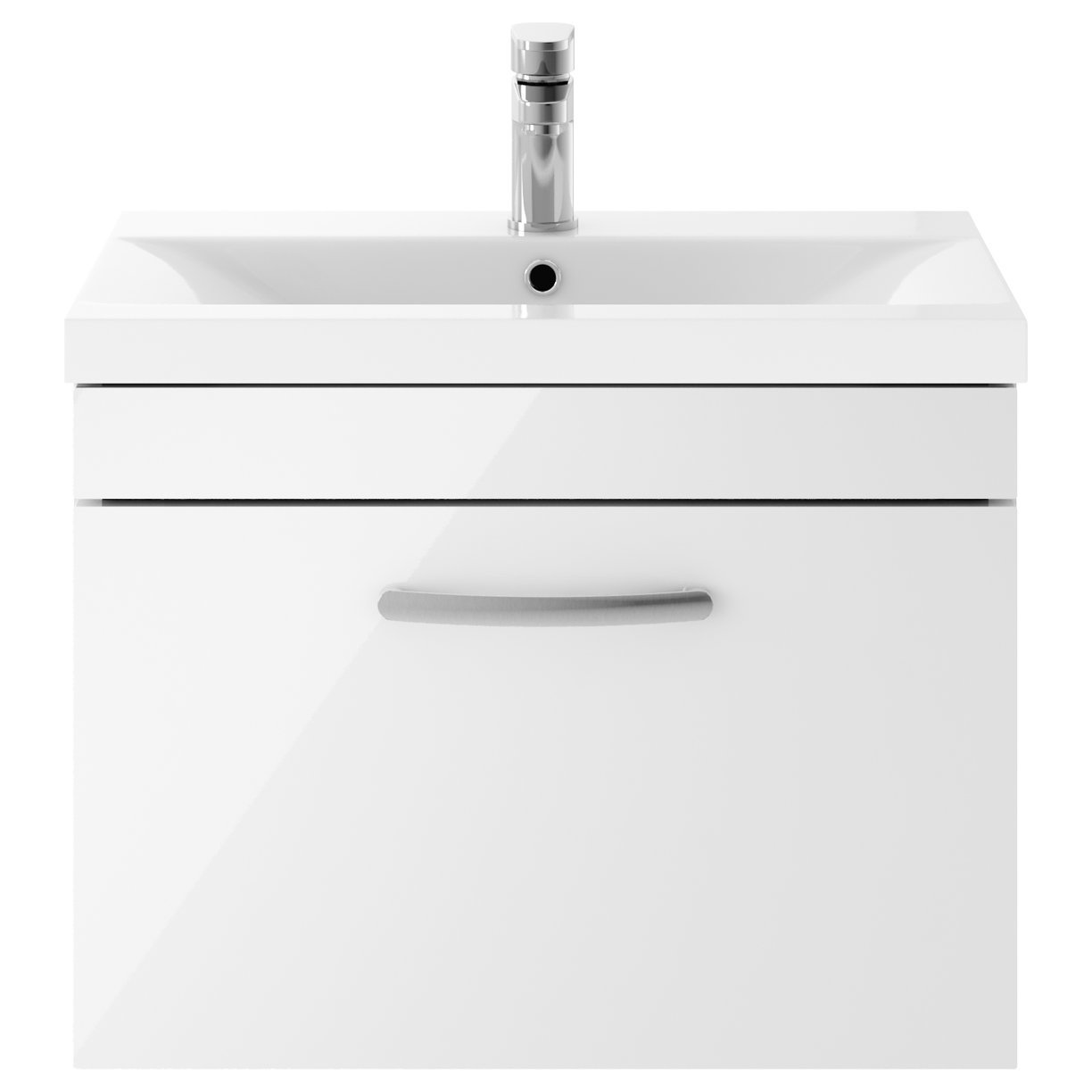 600mm WH Single Drawer Vanity & Basin 1 - Gloss White