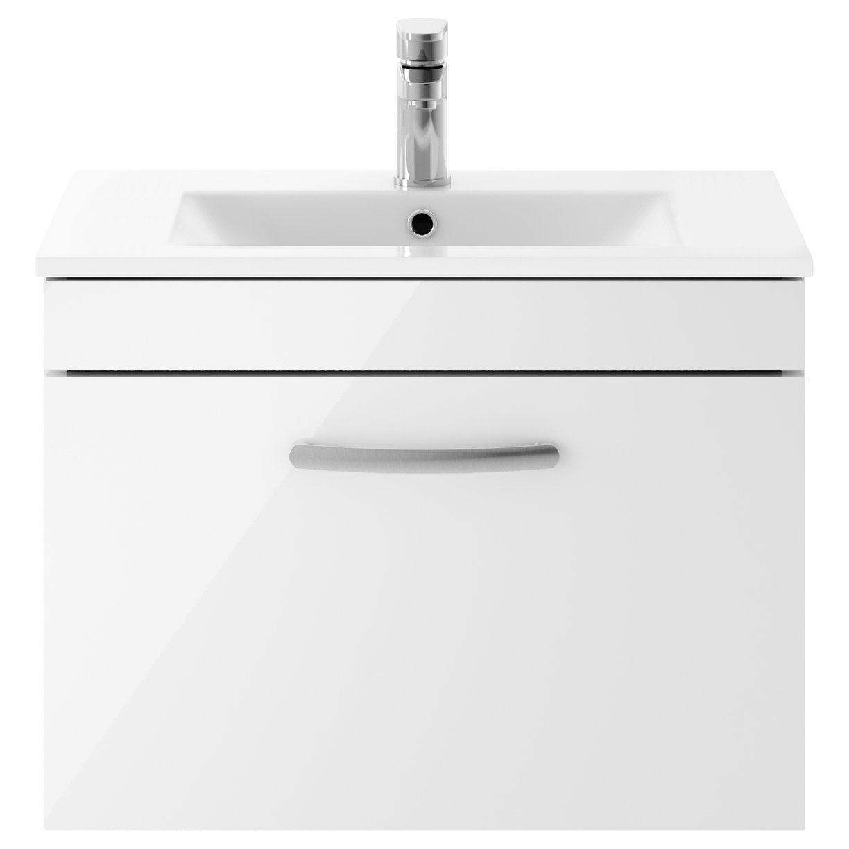 600mm WH Single Drawer Vanity & Basin 2 - Gloss White
