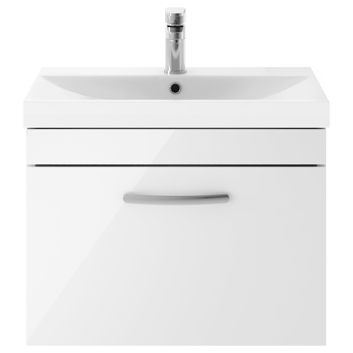 600mm WH Single Drawer Vanity & Basin 3 - Gloss White