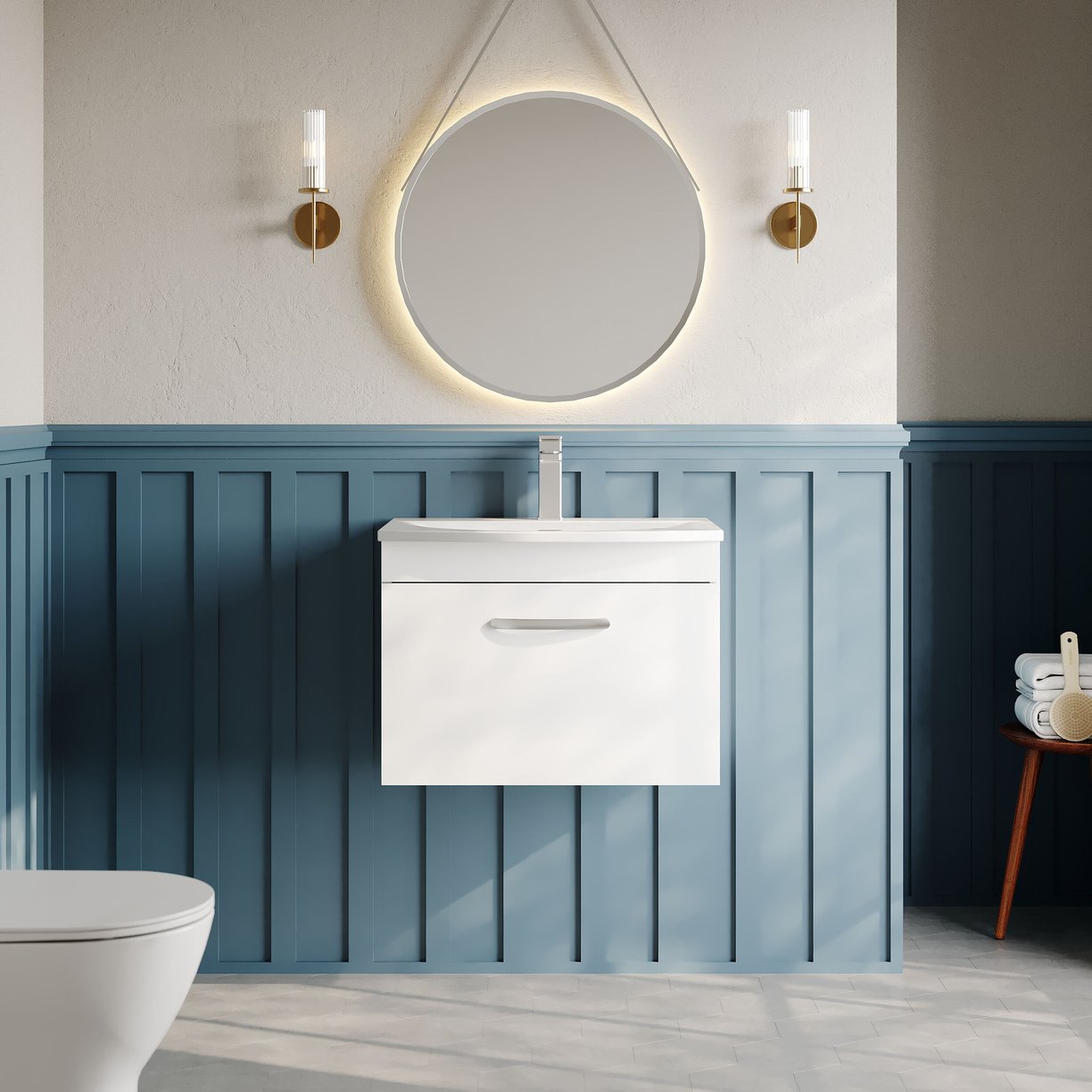 600mm WH Single Drawer Vanity & Basin 4 - Gloss White