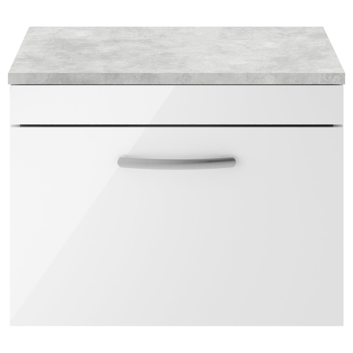 600mm WH Single Drawer Vanity & Worktop - Gloss White