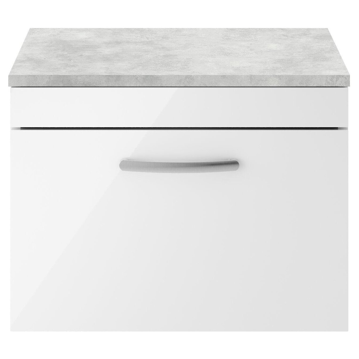 600mm WH Single Drawer Vanity & Worktop - Gloss White