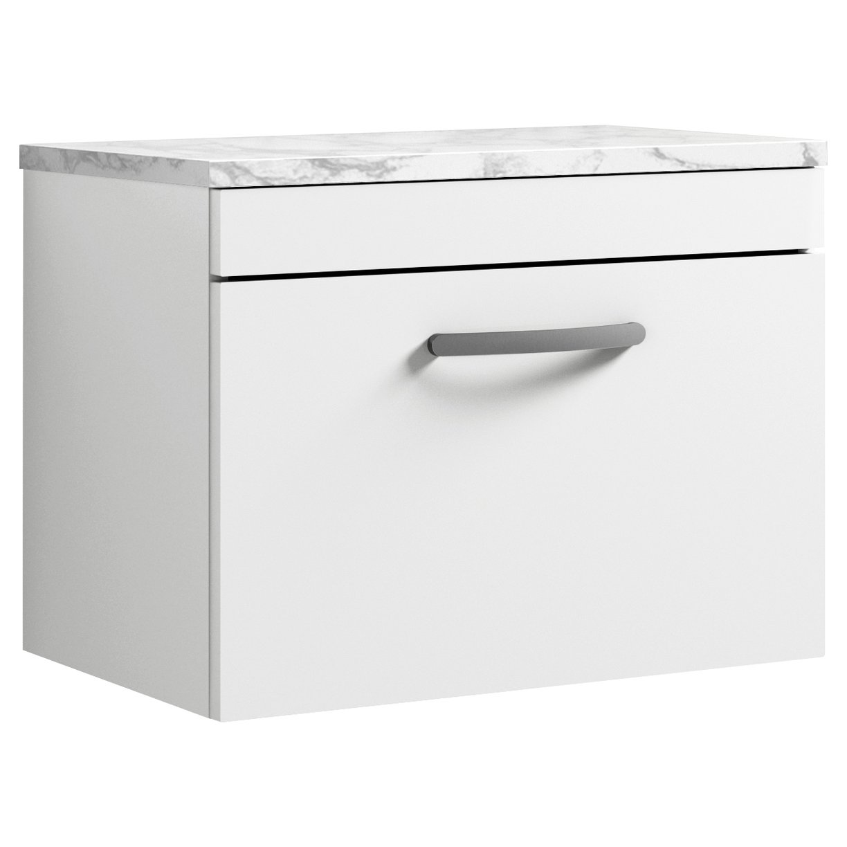 600mm W/H Single Drawer Unit & Lam Worktop - Gloss White