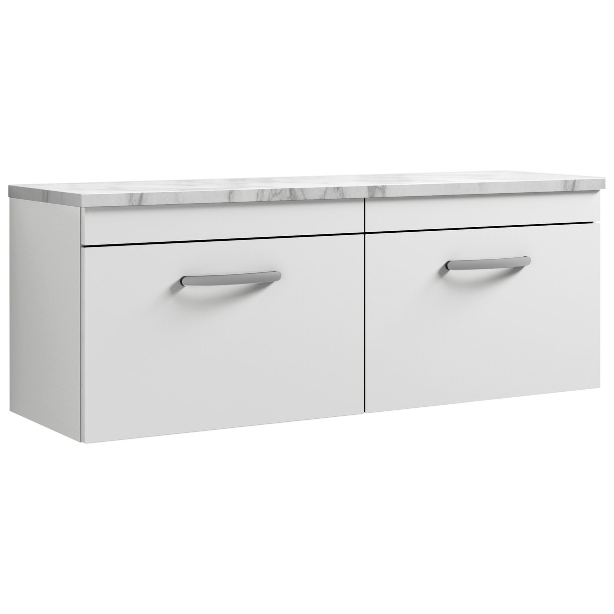 1200mm W/H 2-Drawer Unit & Lam Worktop - Gloss White