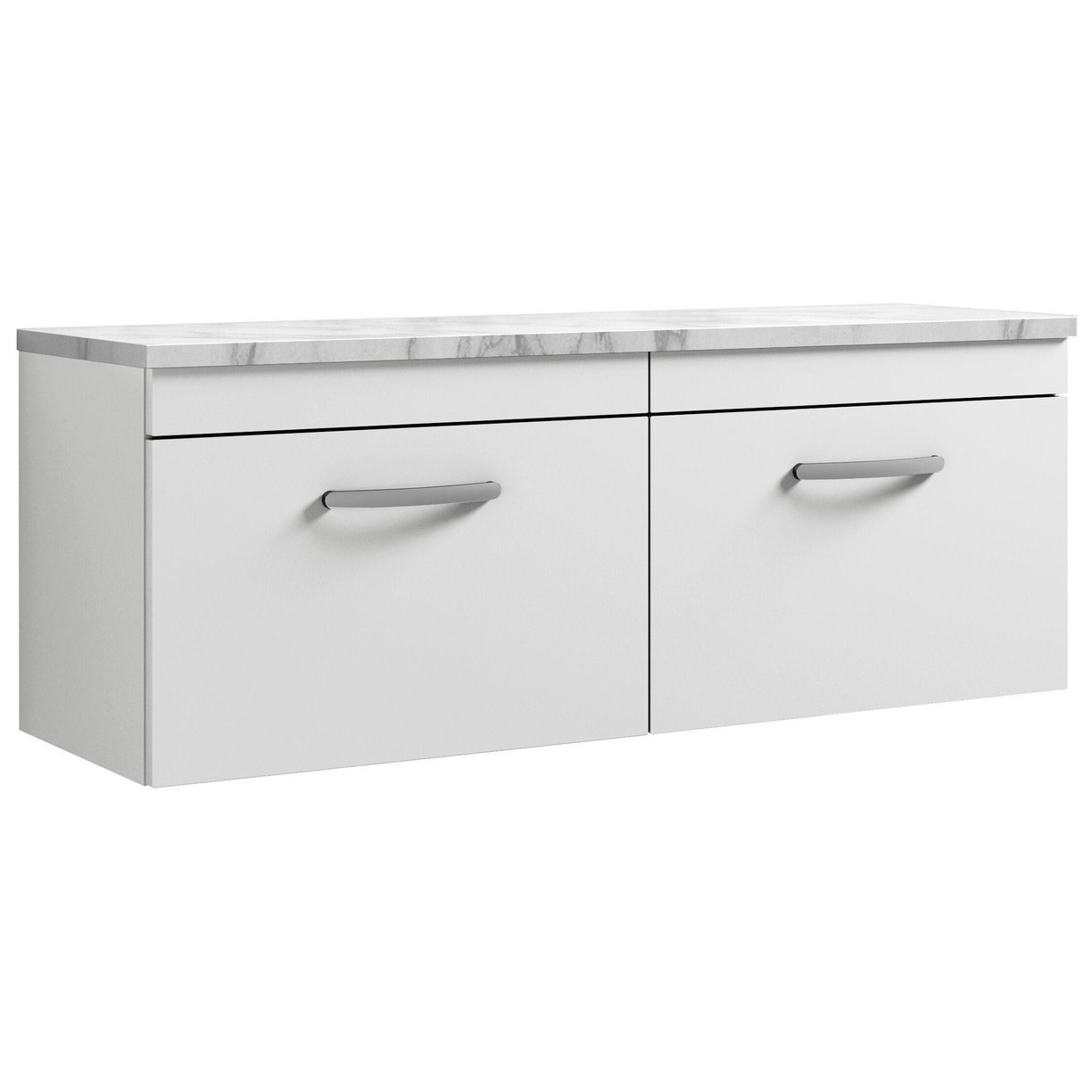 1200mm W/H 2-Drawer Unit & Lam Worktop - Gloss White