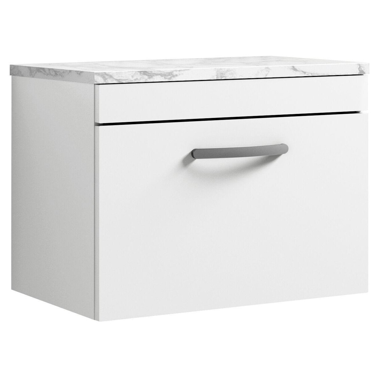 600mm W/H Single Drawer Unit & Lam Worktop - Gloss White