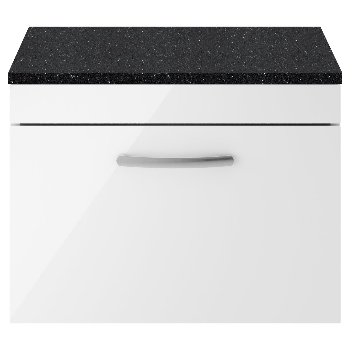 600mm WH Single Drawer Vanity & Worktop - Gloss White