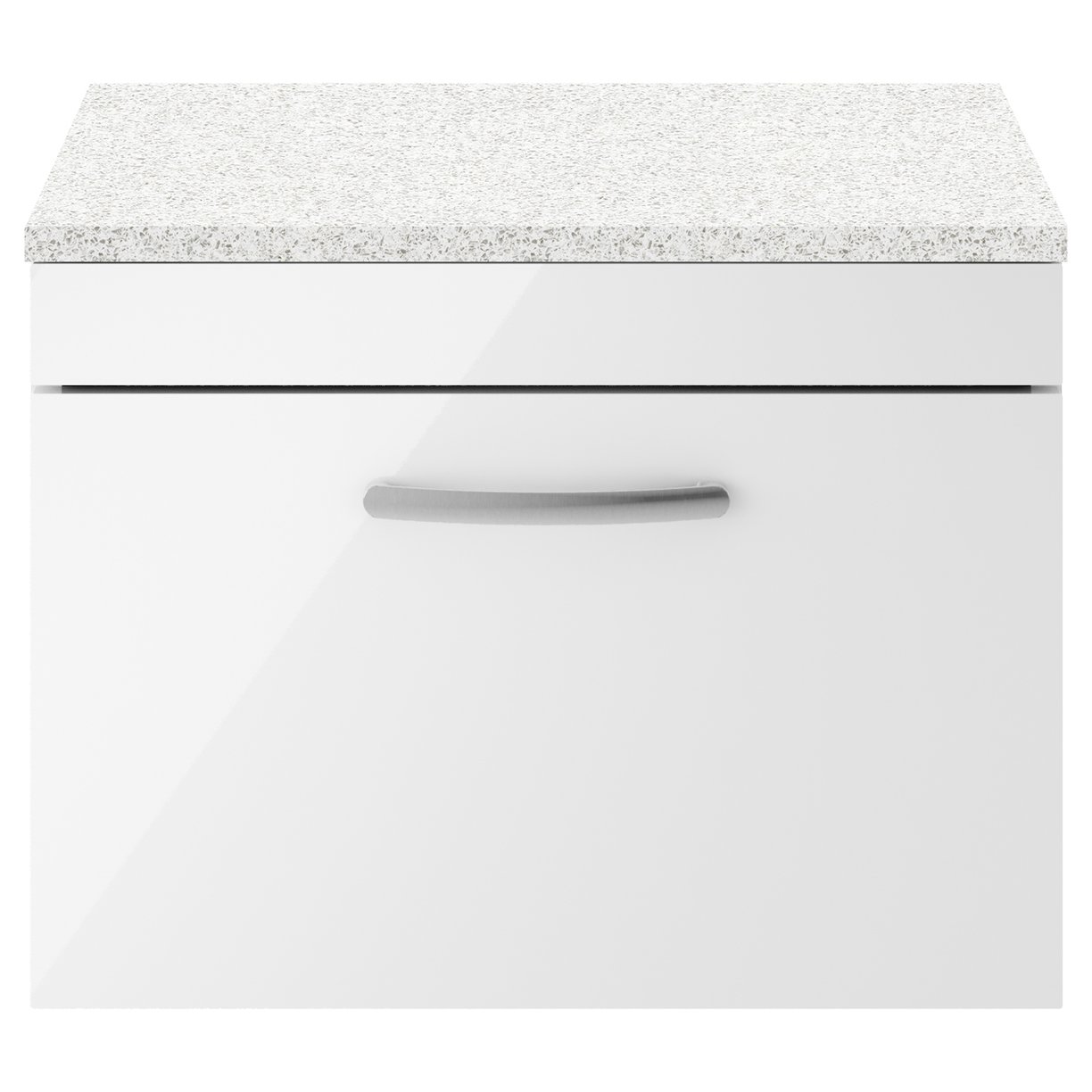 600mm WH Single Drawer Vanity & Worktop - Gloss White