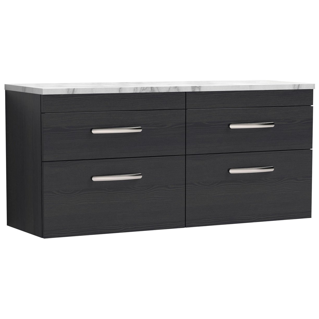 1200mm W/H 4-Drawer Unit & Lam Worktop - Black Woodgrain