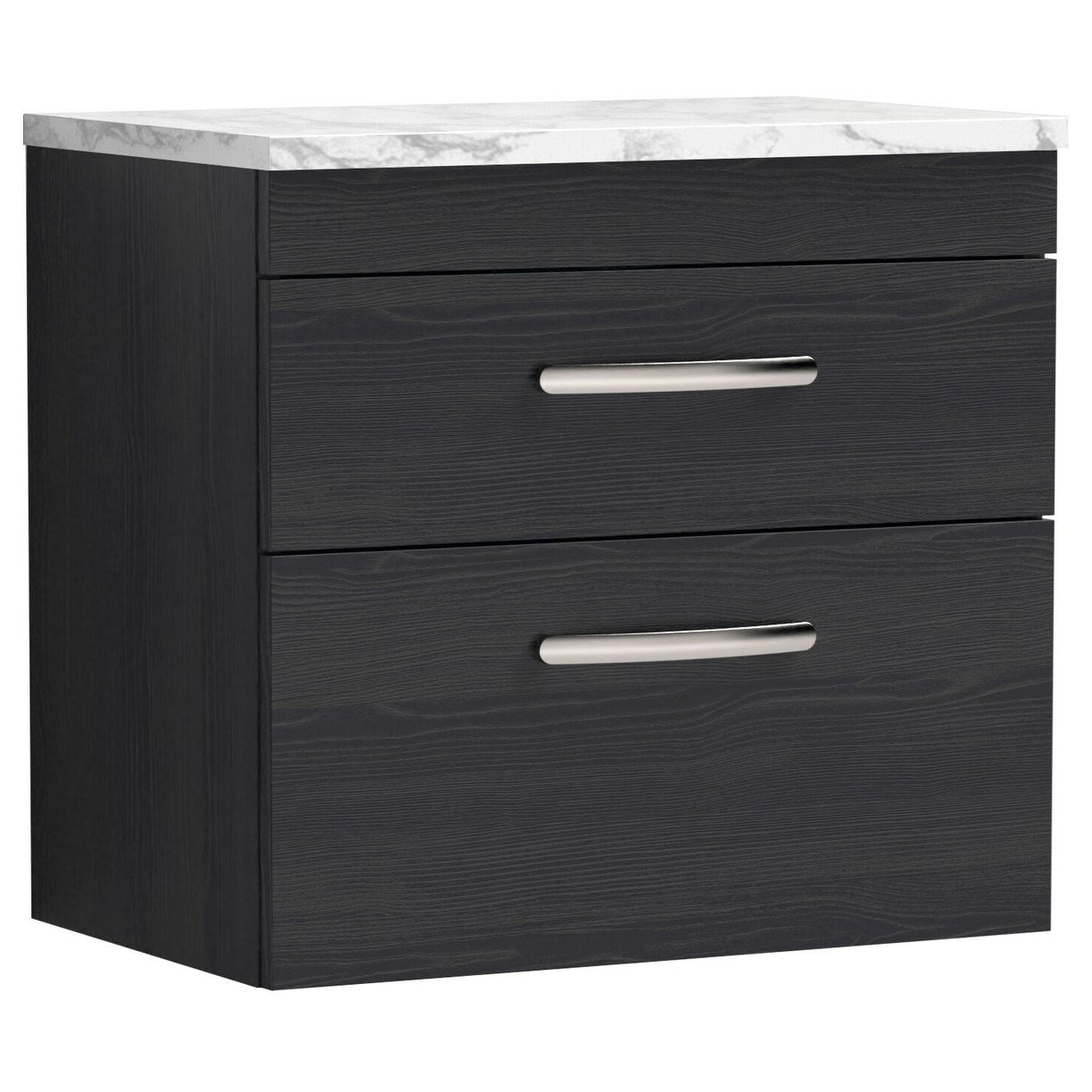 600mm W/H 2-Drawer Unit & Lam Worktop - Black Woodgrain