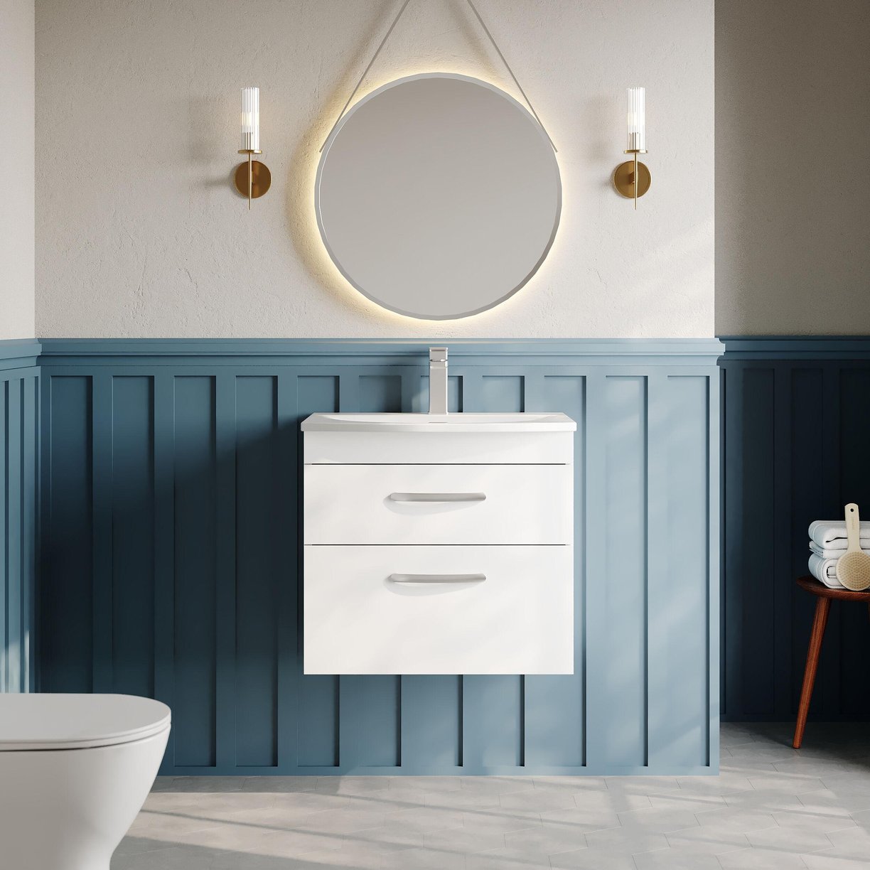 600mm WH 2-Drawer Vanity & Basin 4 - Gloss White