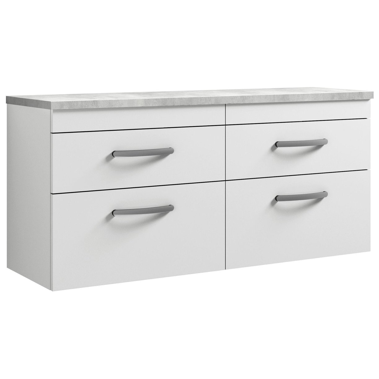 1200mm W/H 4-Drawer Unit & Lam Worktop - Gloss White