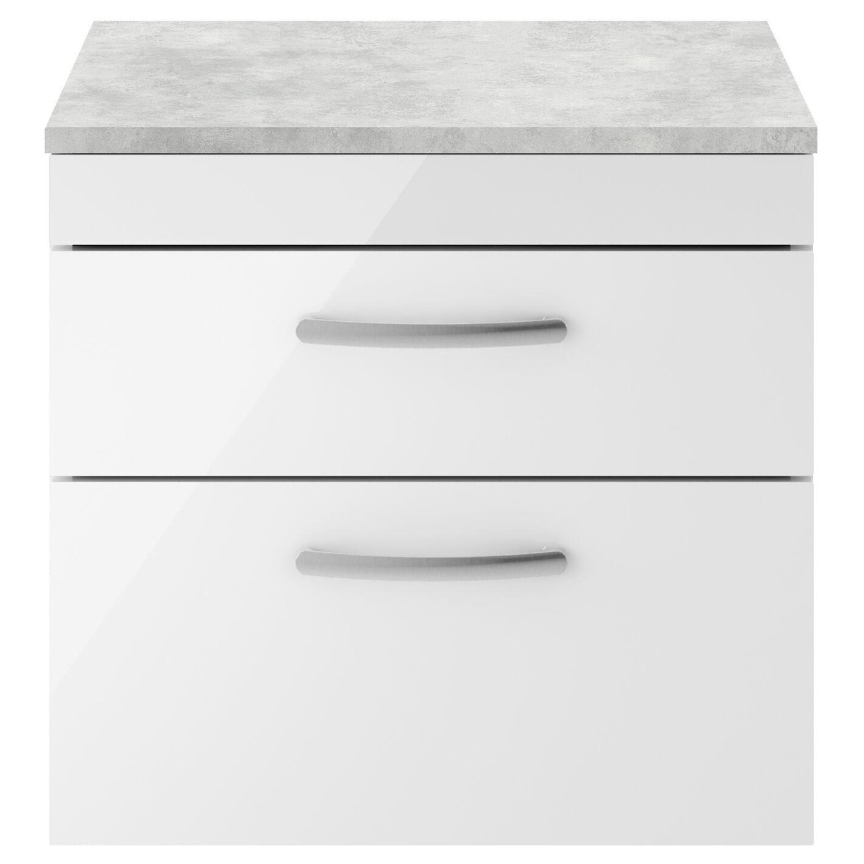 600mm WH 2-Drawer Vanity & Worktop - Gloss White