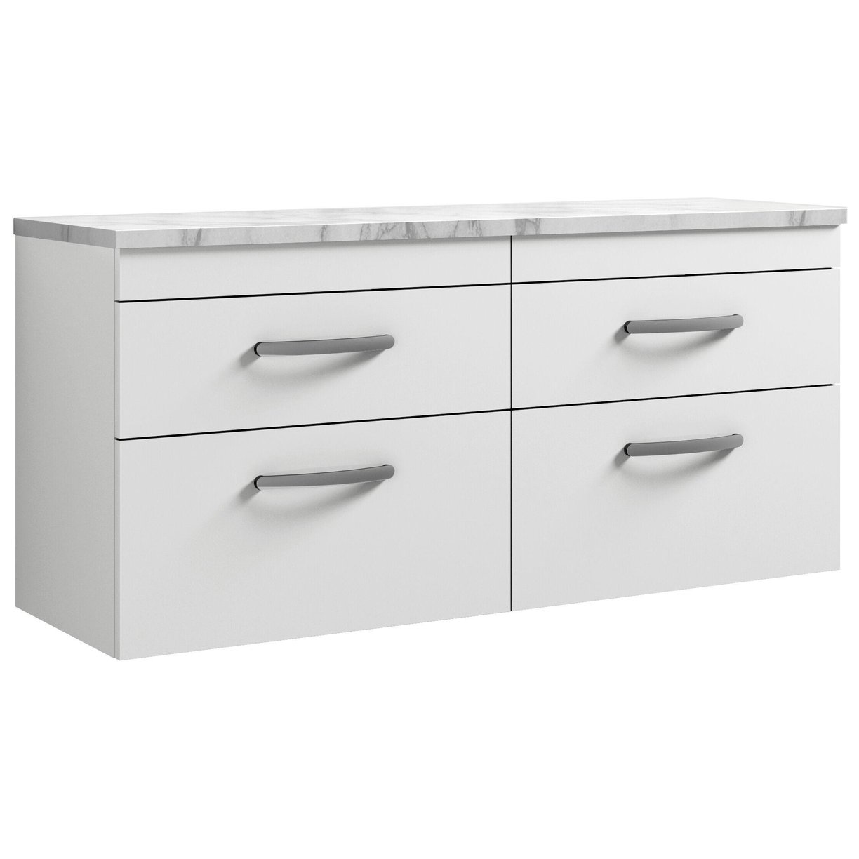 1200mm W/H 4-Drawer Unit & Lam Worktop - Gloss White