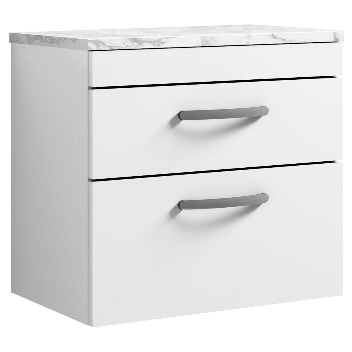 600mm W/H 2-Drawer Unit & Lam Worktop - Gloss White
