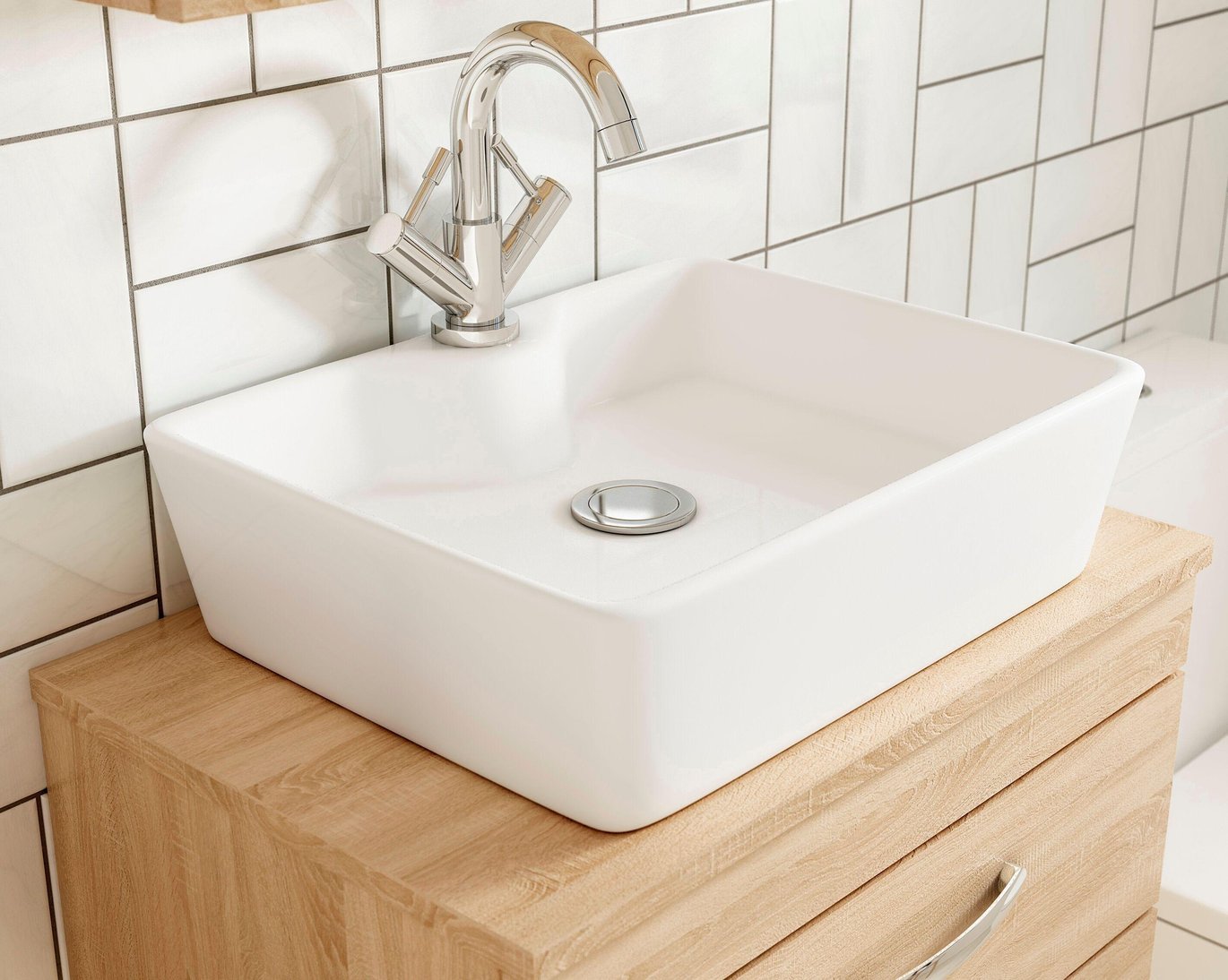 600mm WH 2-Drawer Vanity & Worktop - Gloss White