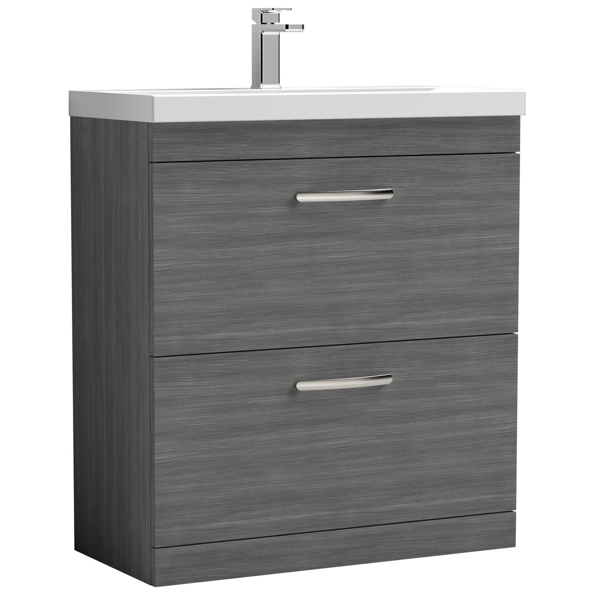 800mm FS 2-Drawer Vanity & Basin 1 - Anthracite Woodgrain