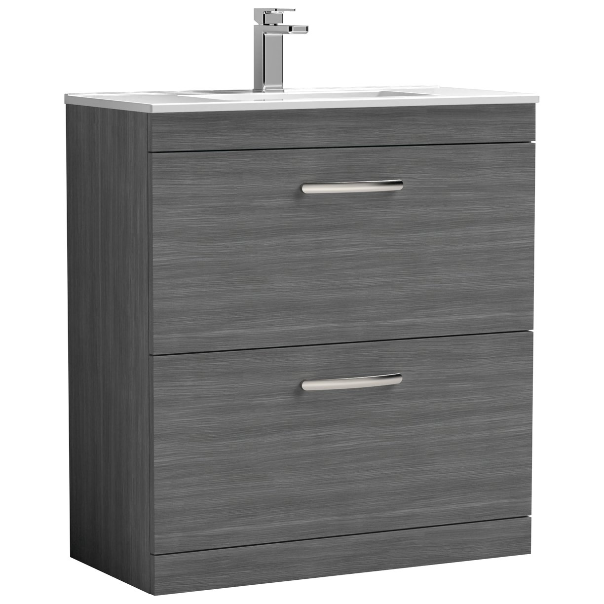 800mm FS 2-Drawer Vanity & Basin 2 - Anthracite Woodgrain