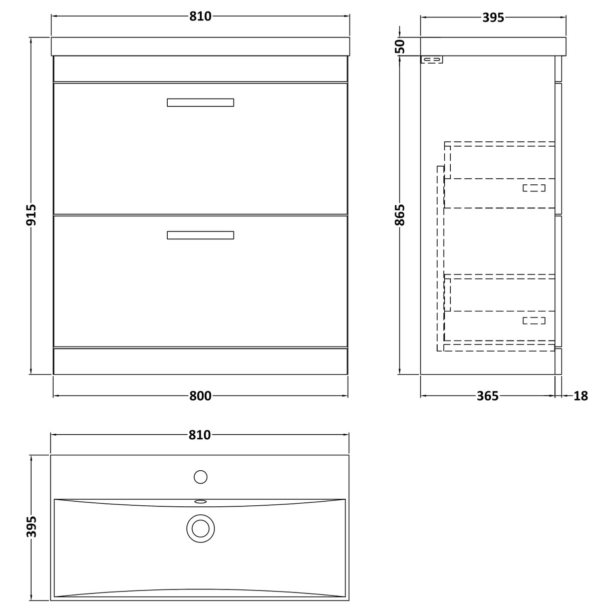 800 FS 2-Drawer Vanity & Basin 3